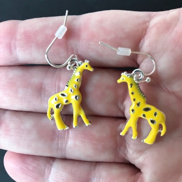 Giraffe Earrings New Yellow Brown Spots Safari - Picture 4 of 7